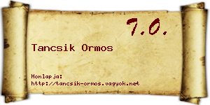 Tancsik Ormos névjegykártya